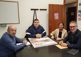 Miguel Ángel Arboleya y Christian Guisado, con Moriyón y Villoria.