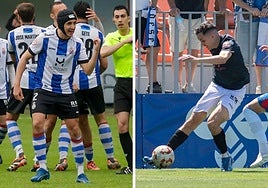 A la izquierda, Soler con casco en la semifinal. A la derecha, sin casco en la final.