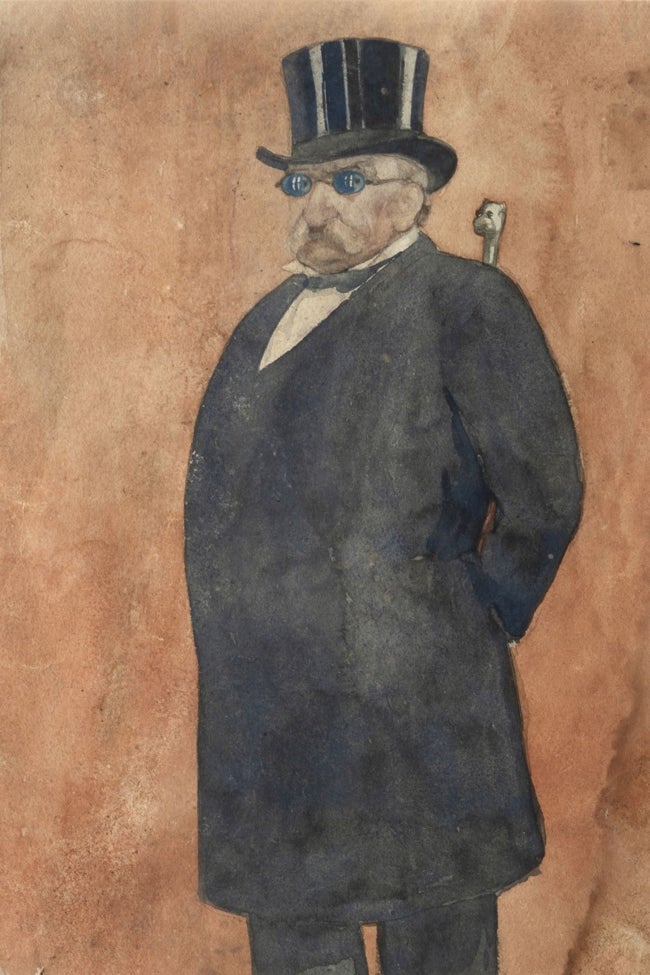 Personaje con chistera, c.1903, acuarela.