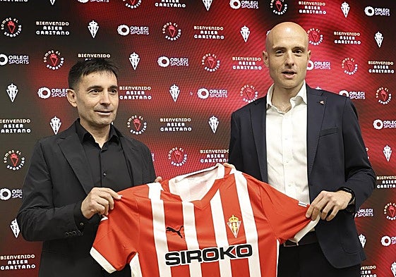 David Guerra, con Garitano, en la presentación del técnico.