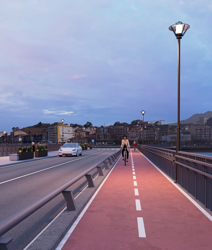Imagen secundaria 2 - Infografías del Ministerio de Transportes mostrando el futuro carril bici, la acera de 4,2 metros de ancho (frente al 1,2 de ahora) y los carriles. 