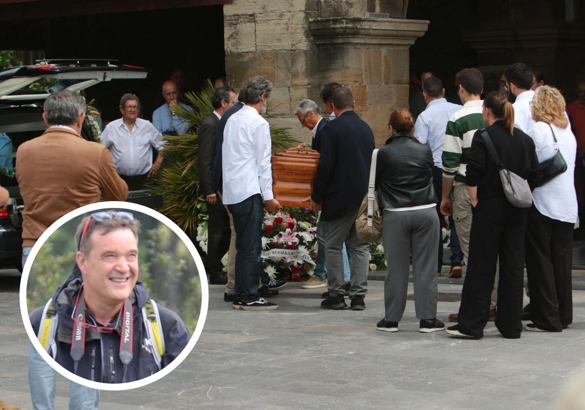 Familiares y amigos en el funeral por Toño Suárez Caballero, en la iglesia de Santa María de Luanco.