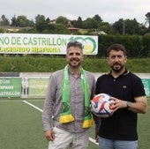 Nacho Nuevo, presidente del Hispano, e Isaac Marquínez, entrenador, en el campo de Ferrota.