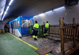 Una plataforma de carga del Funicular de Bulnes.