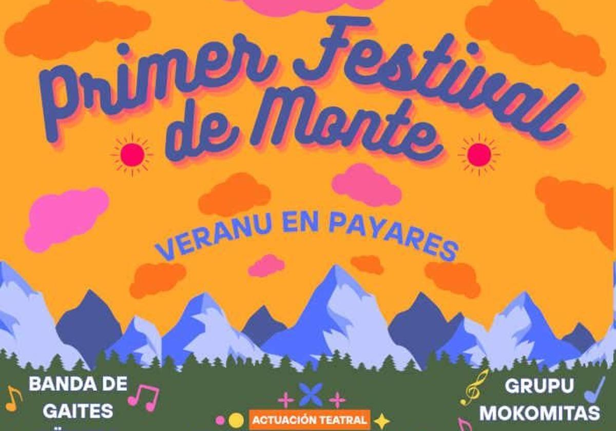 Detalle del cartel del primer Festival de Monte de la estación de montaña Valgrande-Pajares.
