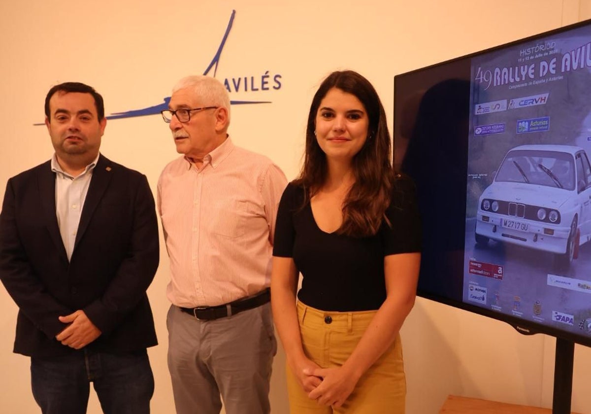 Carlos Márquez Ron, José Ignacio López y Raquel Ruiz López, en la presentación del rallye.