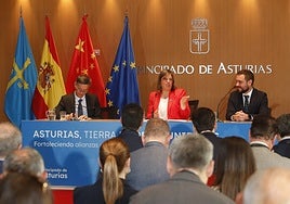 El embajador chino, Yao Jing; la presidenta en funciones, Gimena Llamedo y el director de la oficina económica de la Presidencia, José Sicre.