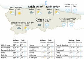 Mapa del tiempo en Asturias.