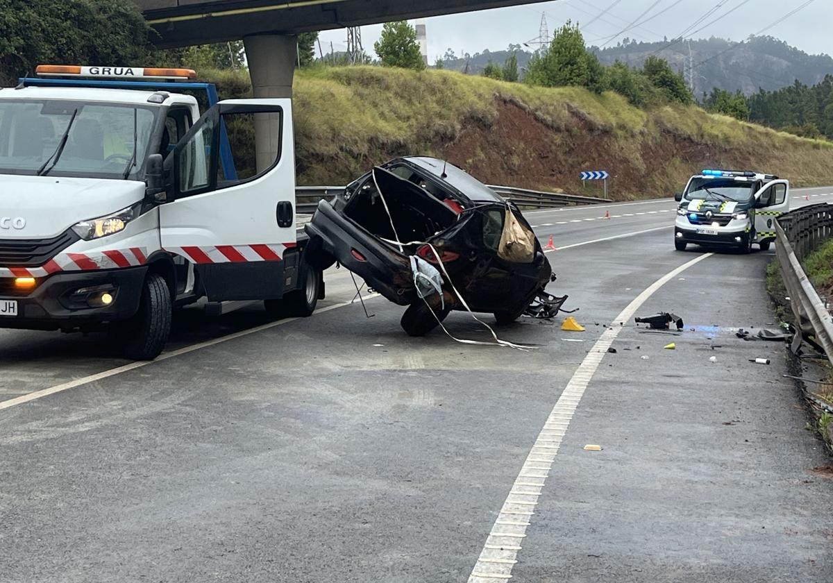 Estado en el que quedó el coche siniestrado.