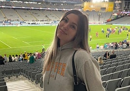 La gijonesa Ruth Pérez Lara en el estadio Eden Park de rugby, el deporte rey en Nueva Zelanda.