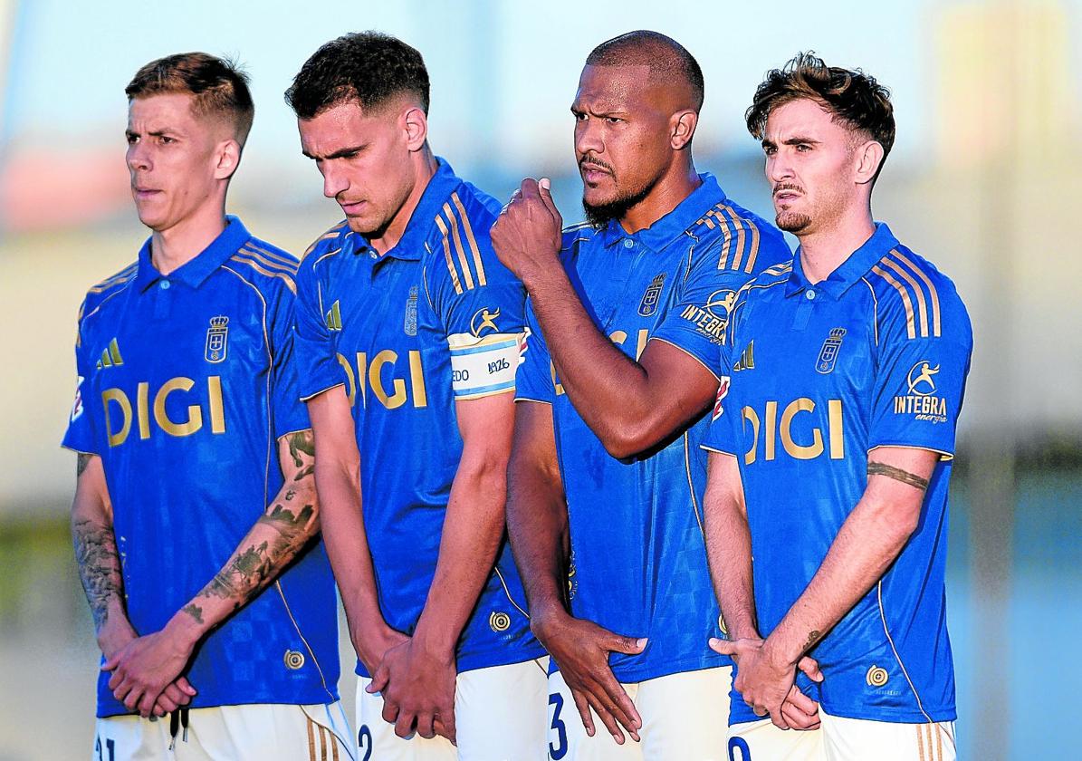 Luka Ilic, Dani Calvo, Salomón Rondón y Álex Forés forman una barrera en el partido ante el Getafe.