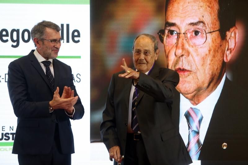 Pedro Fanego Valle durante el reconocimiento como colegiado de honor del Colegio de Ingenieros Industriales del Principado de Asturias.