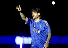 Melendi en la fiesta del Real Oviedo.