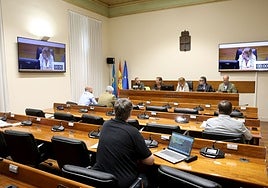 Diputados de la comisión de investigación escuchando a uno de los comparecientes, esta semana.