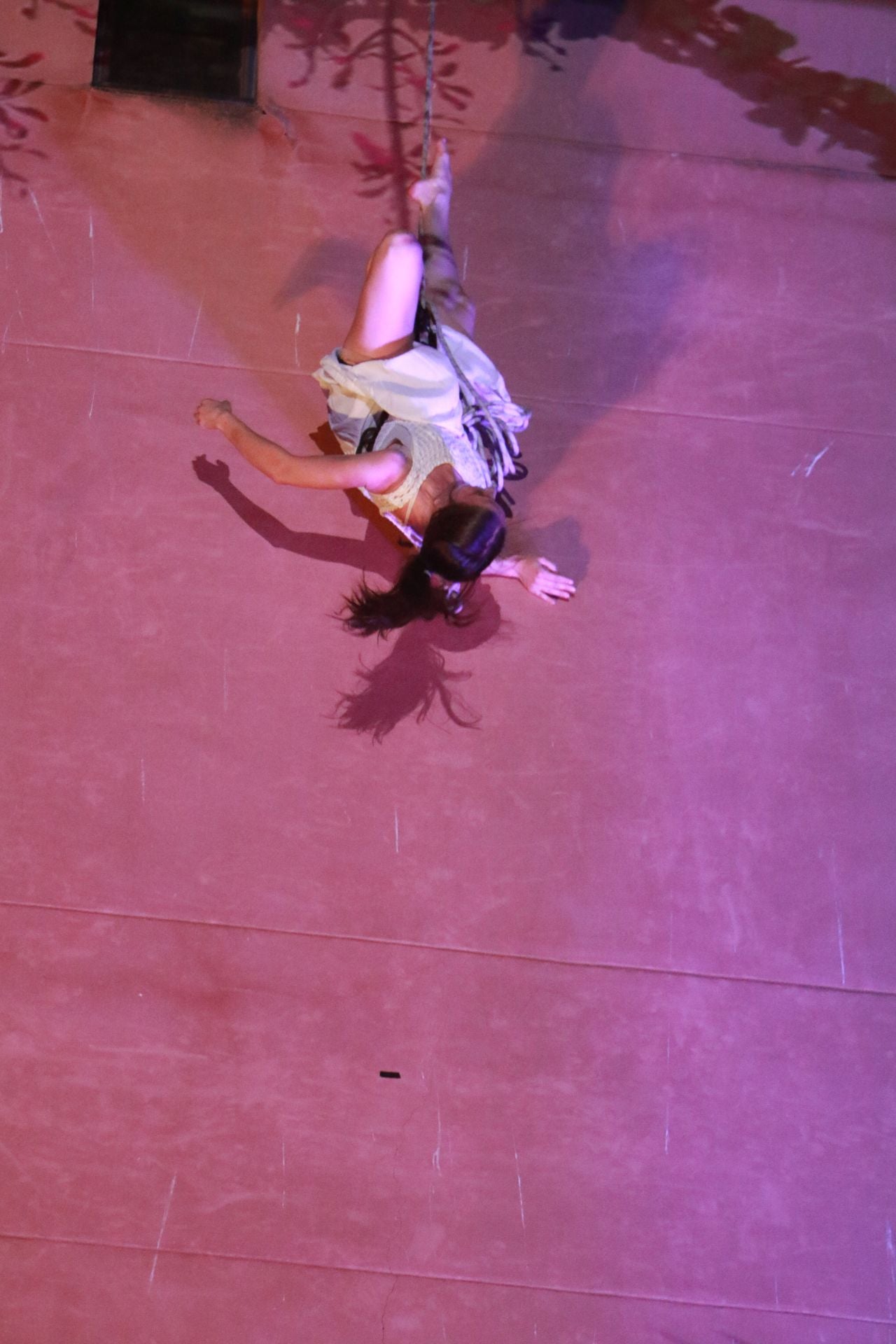 Laglo Zirkodantza se cuelga de la torre del reloj de Gijón