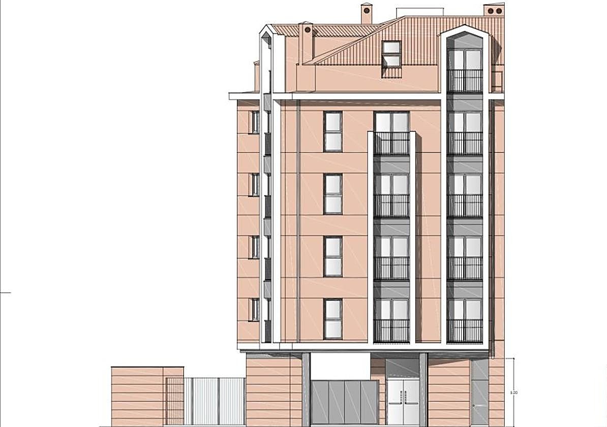 Infografía del edificio que se proyecta construir en el solar del número 19 de El Carbayedo, en Avilés.