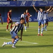 Natalio celebra su primer gol ante la Cultural Leonesa.