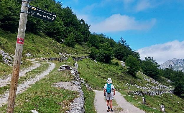 Cruce hacia Hoyu del Tejo junto al Vau los Lobos.