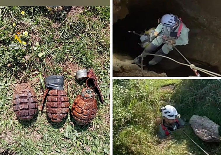 El impresionante operativo de la Guardia Civil para detonar tres granadas halladas en una cueva en El Mazucu.