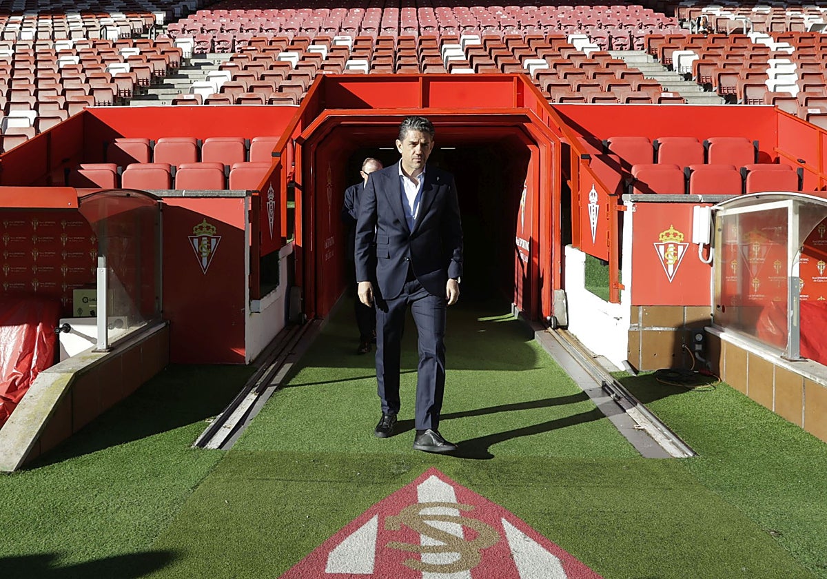 Alejandro Irarragorri, en El Molinón, tras la última junta de accionistas.