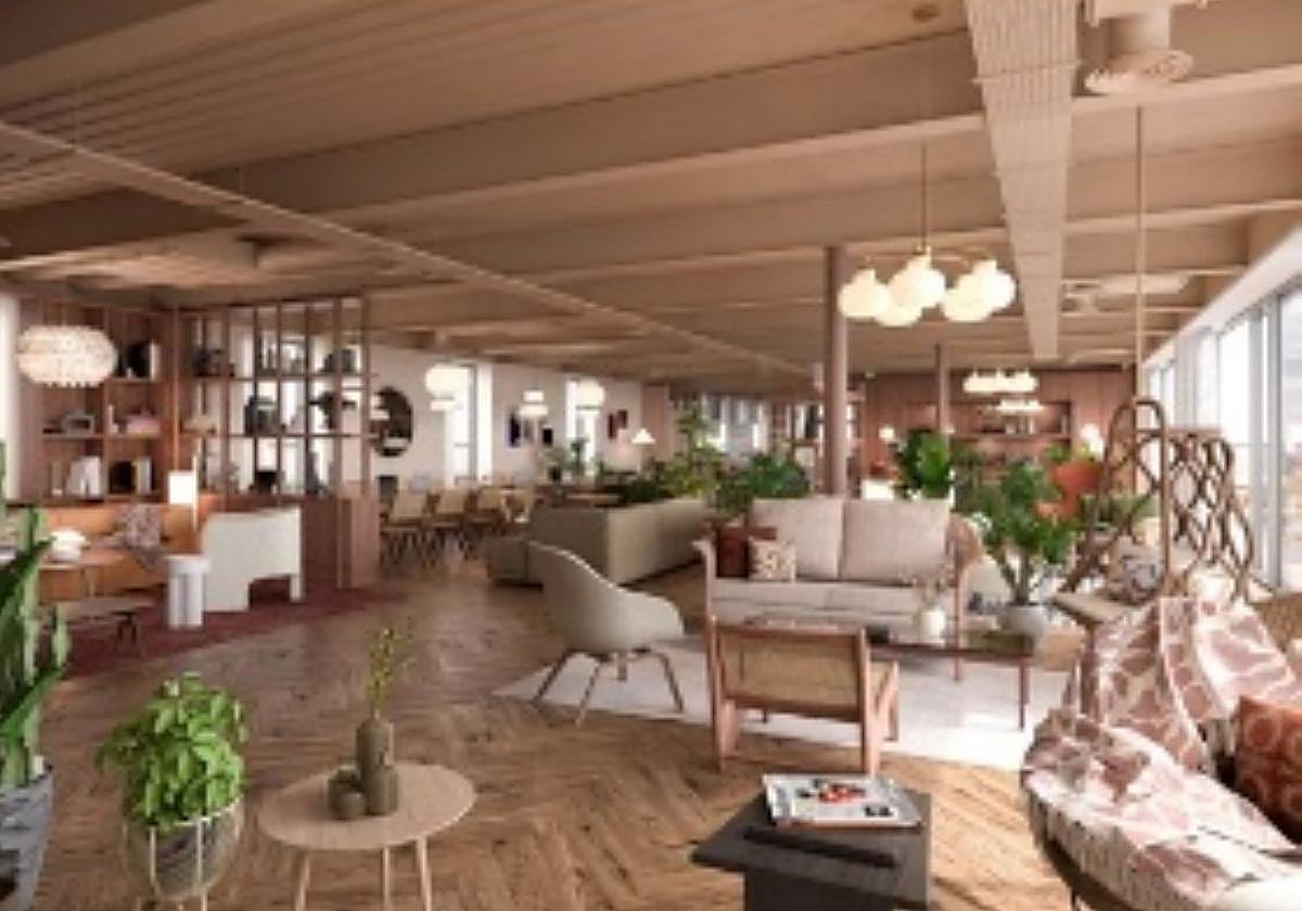 Diseño de la zona común del futuro hotel Palacio.