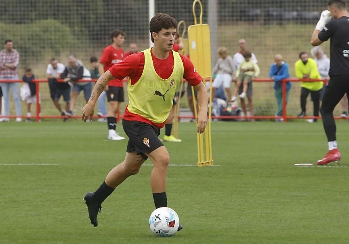 Dani Queipo, durante un entrenamiento en Mareo.