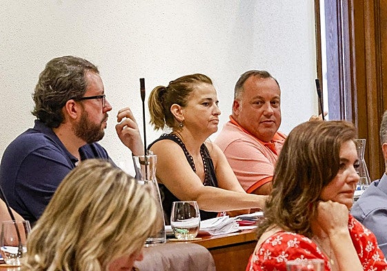 Pelayo García, a la derecha, durante el pleno de ayer.