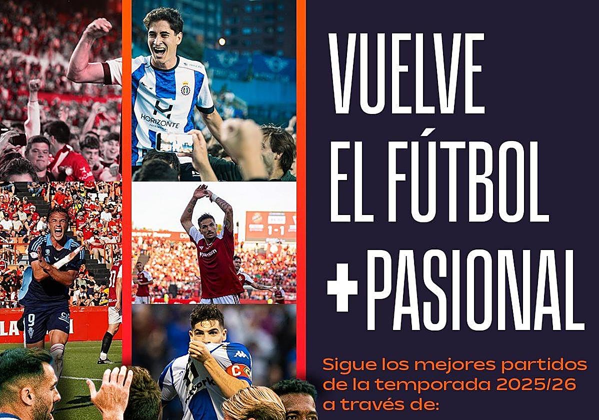 Cartel promocional de la oferta televisiva de la Primera RFEF.