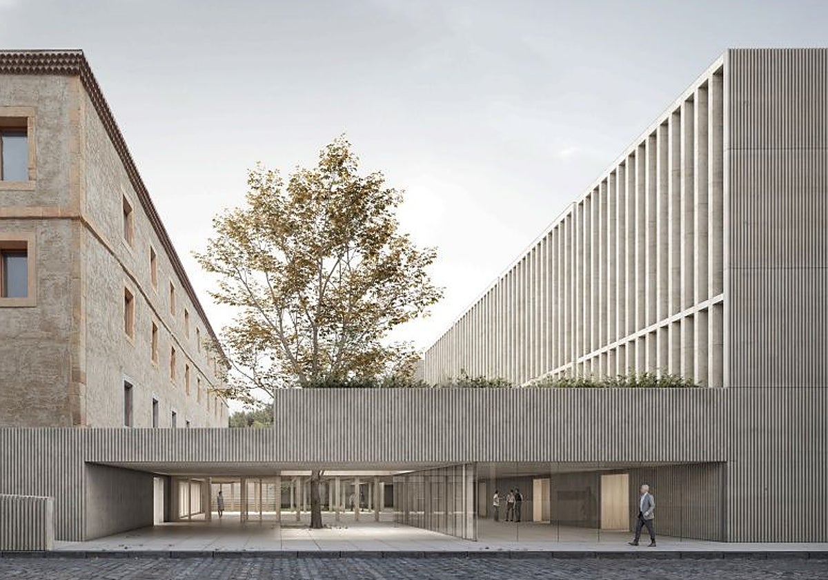 Recreación del nuevo Edificio Nicanor Piñole, en cuya segunda planta estarán las salas para la colección del pintor gijonés.