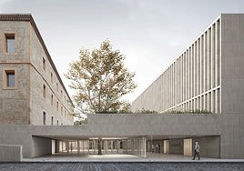 Recreación del nuevo Edificio Nicanor Piñole, en cuya segunda planta estarán las salas para la colección del pintor gijonés.