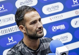 Dani Vidal, durante la rueda de prensa previa al Lugo-Real Avilés.