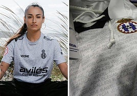 A la izquierda, la jugadora del femenino Tati, con la nueva equipación, y a la derecha la del 100 aniversario diseñada por Golplus en 2013.