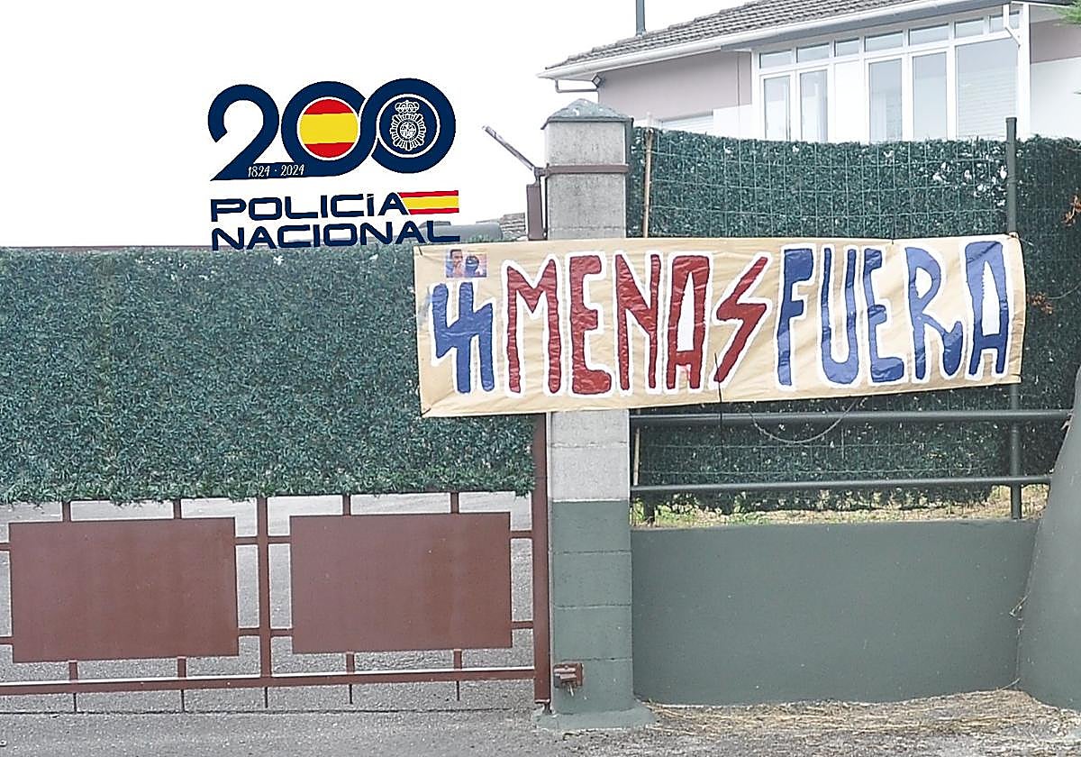 La pancarta colocada en un centro de Protección Internacional de Asturias el pasado 12 de agosto.