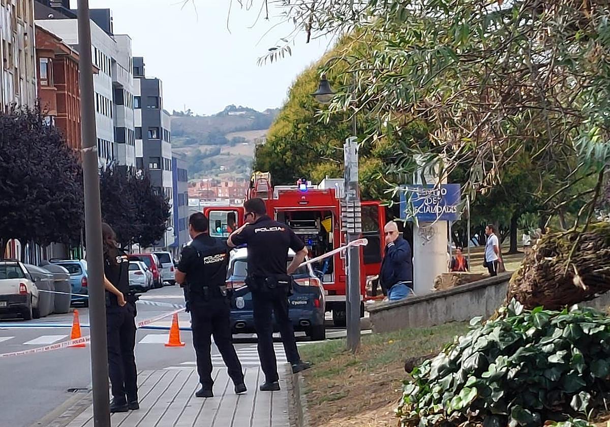 La Policía Nacional y los bomberos en el lugar del suceso.