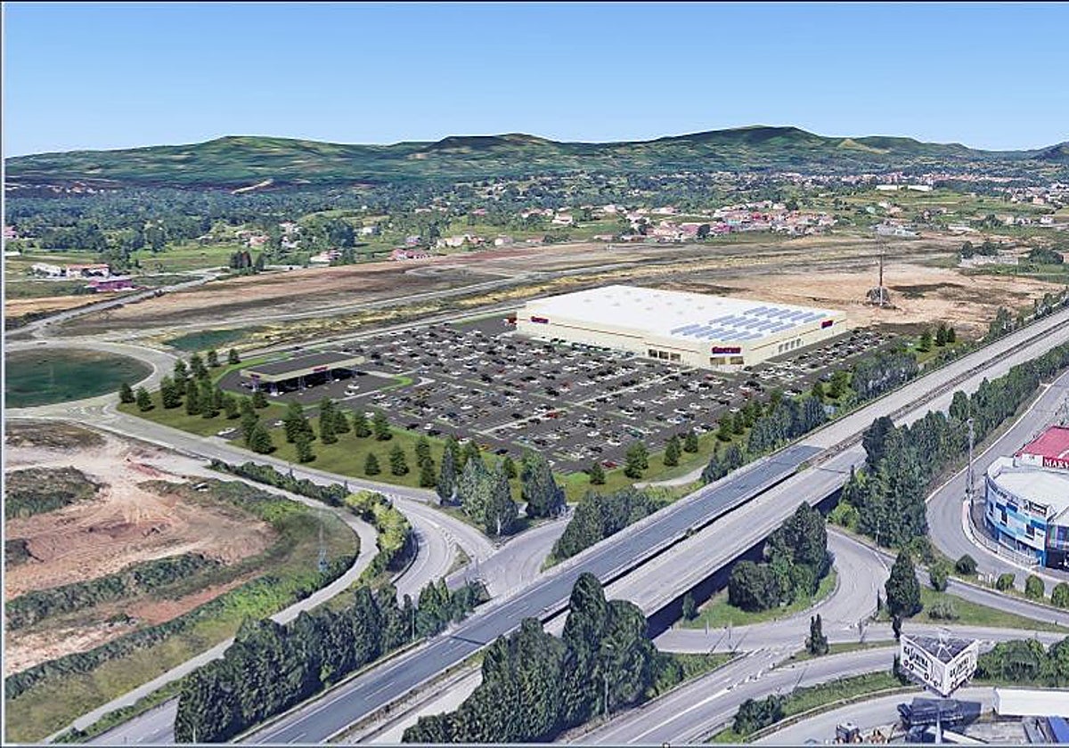 Recreación del diseño del híper de Costco propuesto para Siero.