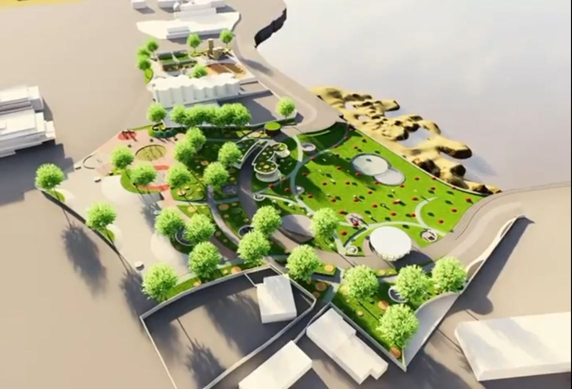 Área de transición entre los urbano y lo natural, con inspiración de paisajes de la costa asturiana y referencia a la cultura castrense, con parking subterráneo. (Entre 3,7 y 5,5 millones de euros)