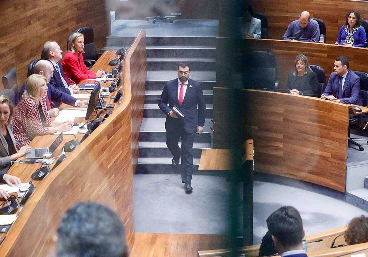 Adrián Barbón, esta mañana en el debate del estado de la región en la Junta General.
