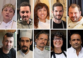 De izquierda a derecha y de arriba abajo: Mirta Rodríguez, de Torneiro; Xune Andrade, de Monte; Lara Roguez, de Abarike; Adrián San Julián de Yume; Josep Moreno de Deliranto; Diego Fernández de Regueiro; Ricardo Señorán, de Farragua; Fran Heras, de Mi Candelita; Elena Fernández, de Panduru, e Iván Hortal, de Grupo Leyenda.