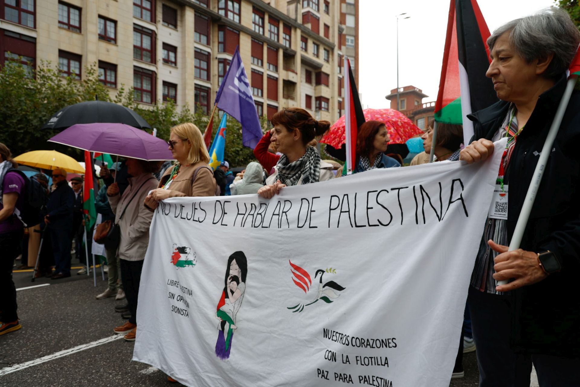 Las imágenes que deja la multitudinaria manifestación propalestina en Gijón
