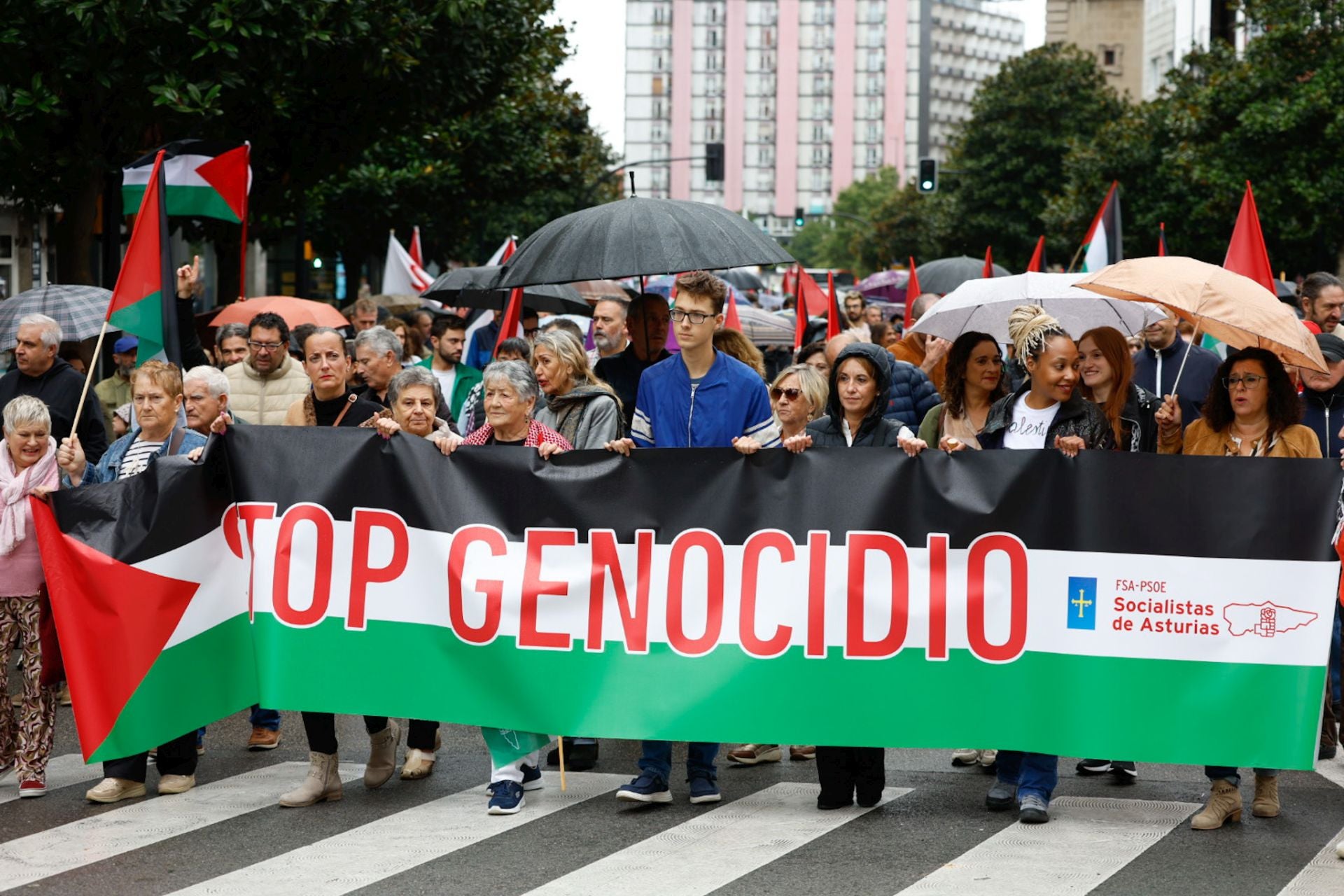 Las imágenes que deja la multitudinaria manifestación propalestina en Gijón