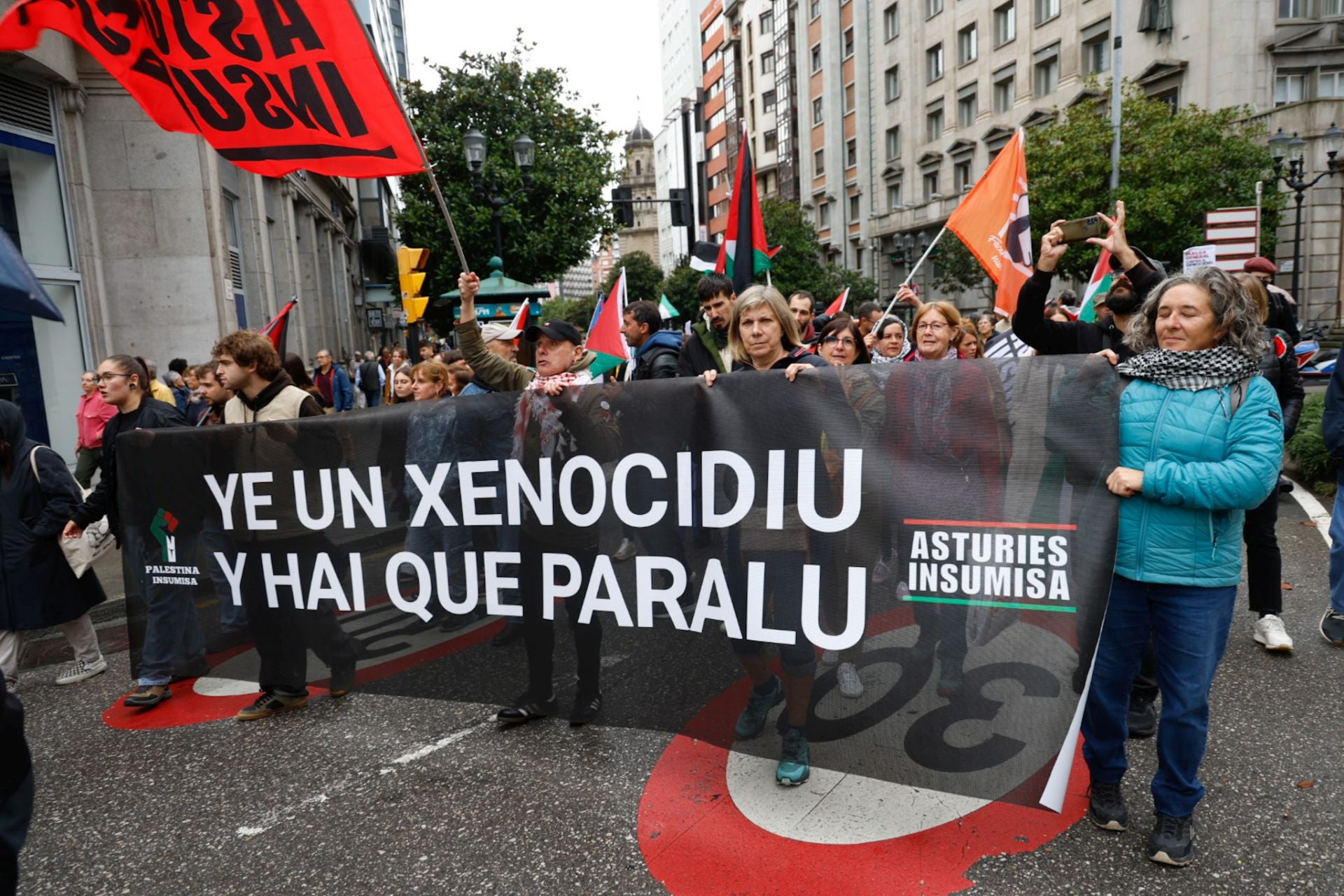Las imágenes que deja la multitudinaria manifestación propalestina en Gijón
