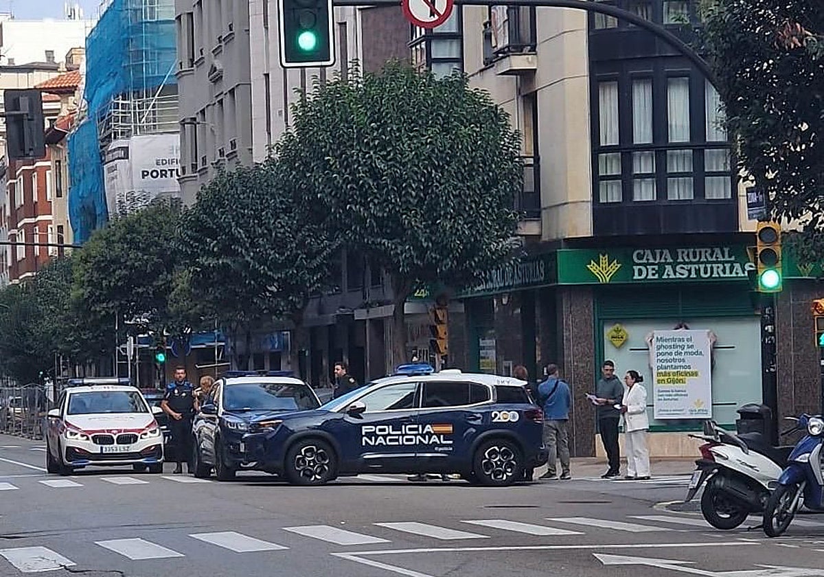 Agentes de la Policía Nacional y la Policía Local, en la avenida Portugal.