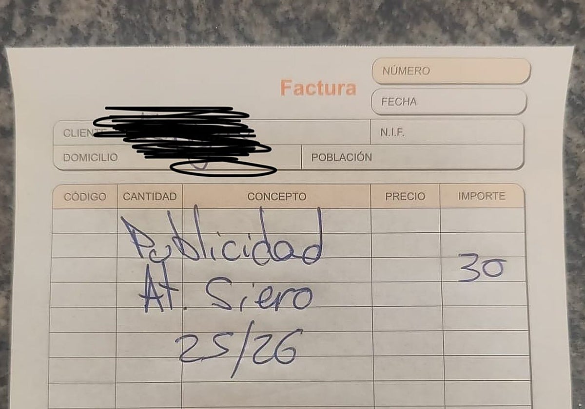 Imagen de uno de los recibos fraudulentos.