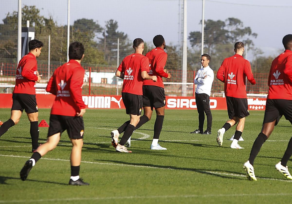El entrenamiento del Sporting de este viernes.