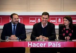 José Luis Ábalos, Pedro Sánchez y Adriana Lastra, en una imagen de archivo.