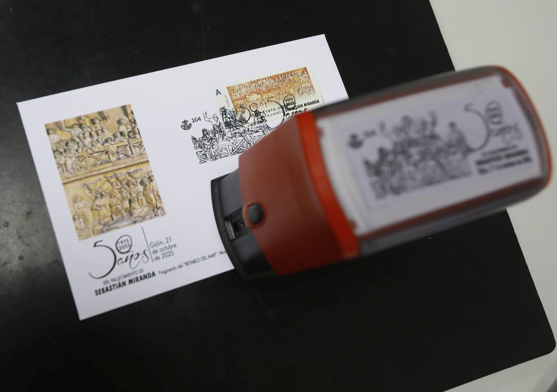 Matasellos conmemorativo del 50 aniversario del fallecimiento de Sebastián Miranda.