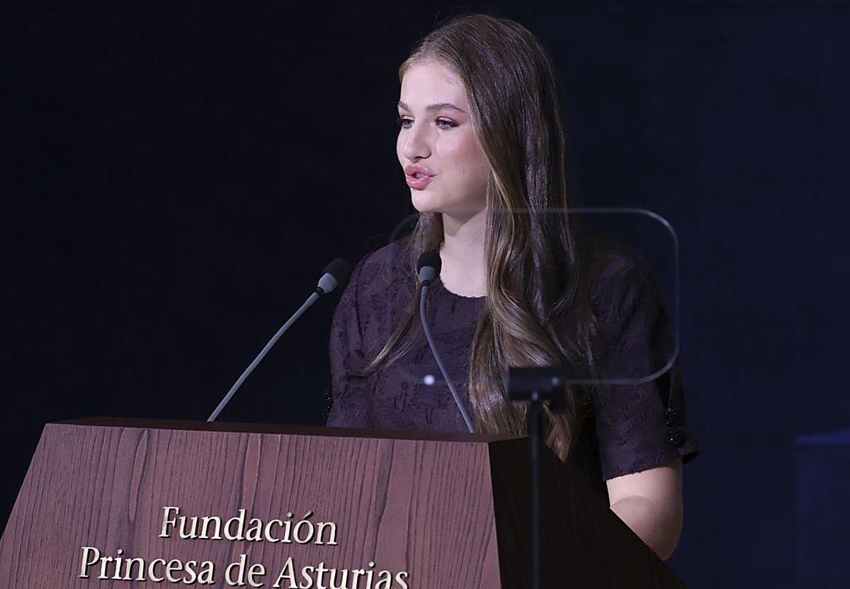 La Princesa Leonor, durante su discurso en la gala de entrega de los Premios Princesa de Asturias 2025.