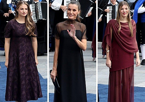 Los 'looks que lucieron la princesa Leonor, la reina Letizia y la infanta Sofía en la gala de entrega de los Premios Princesa de Asturias 2025.