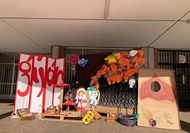 Mural que se hizo para el magüestu en el colegio Montevil