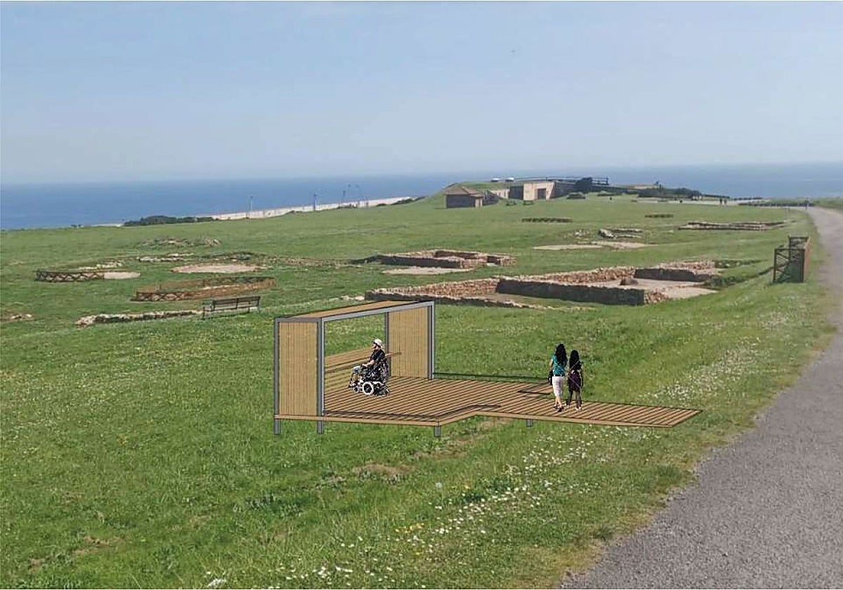 Recreación de una de las plataformas que funcionarán como punto de información en la zona de la llanada.